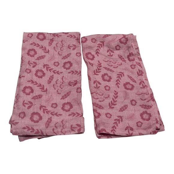 Two Carley Barley Pink Floral Print Organic Cotton Muslin Squares Lovey Blanket - Picture 1 of 3